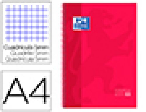 Caderno espiral oxford capa extradura microperfurado din a4 80 f quadricula 5mm cor vermelho , Oxford , 50354 , 8412771082994